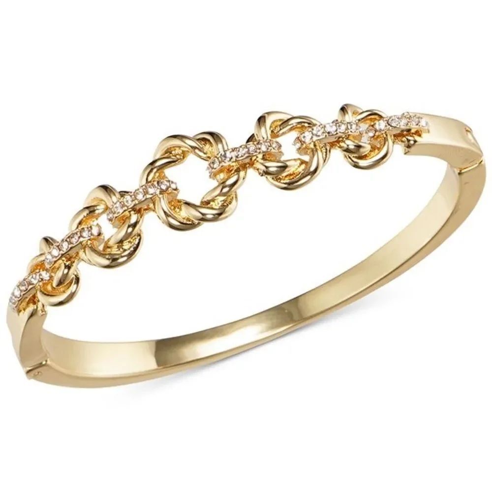 Charter Club Gold-Tone Pave Twisted Circle Bangle Bracelet Gift Box NWT